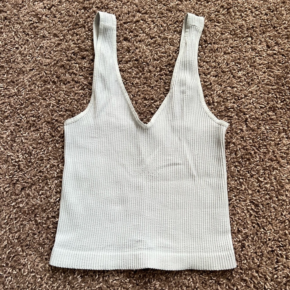 Light Blue Ribbed Cropped Tank
